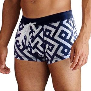 COOFANDY Men Square Leg Swim Briefs Printed Swimsuit  Blue White Bathing XXL